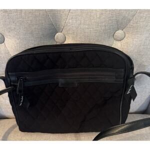 Vera Bradley Black Quilted Crossbody Shoulder Bag Floral Lining